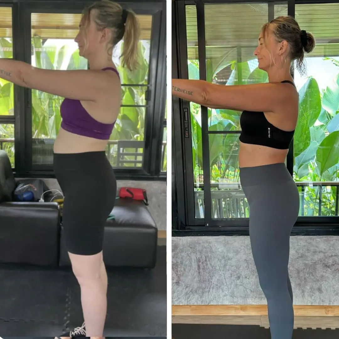 Iryana before and after transformation at Thailand fitness retreat by BeFitreat