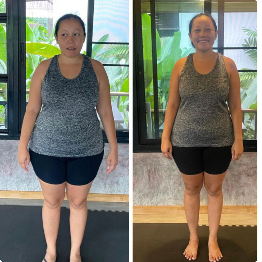 Wati before and after transformation at BeFitreat Thailand fitness retreat